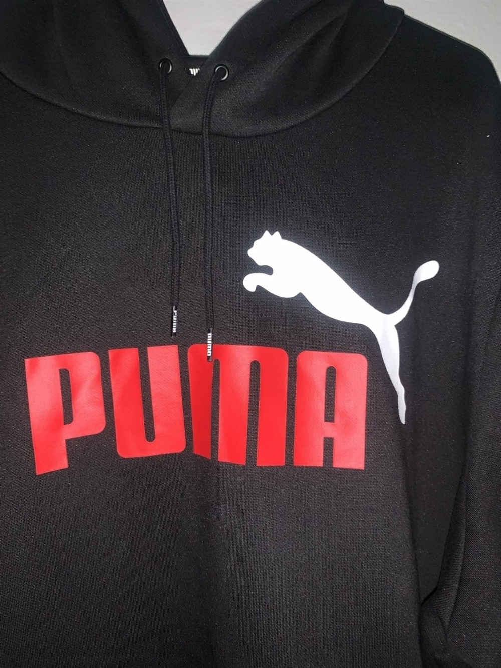 Puma Black Crewneck Hoodie with Red Logo and White Cat